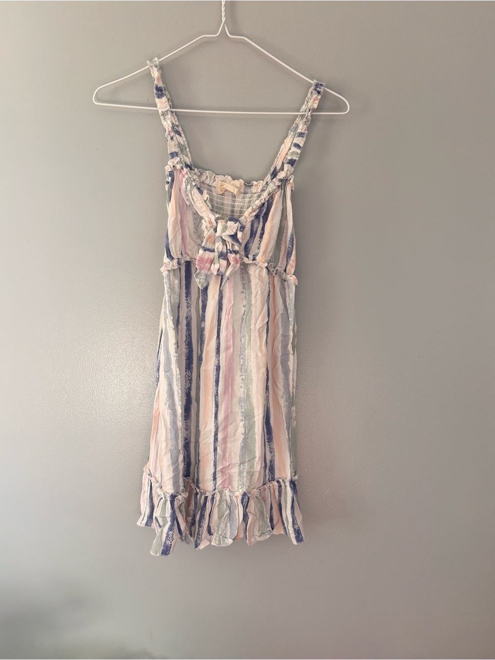 Ocean Drive strappy dress. Striped, ruffled. Small